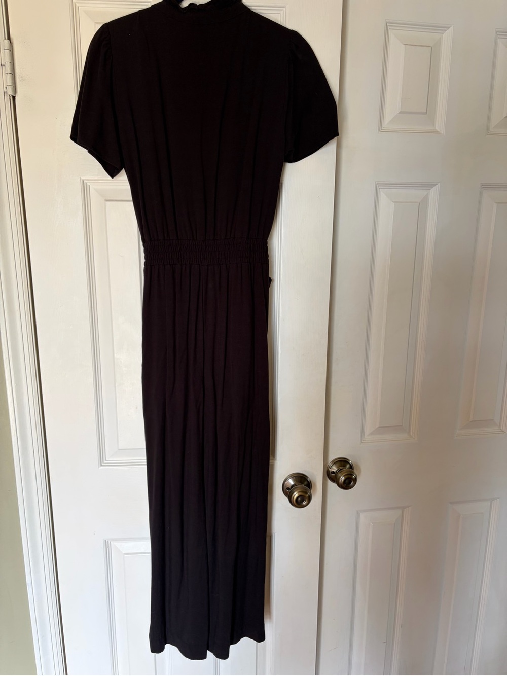 Nine West Women's Button Up Black   Cropped Jumpsuit with Waist Tie - Picture 6 of 6